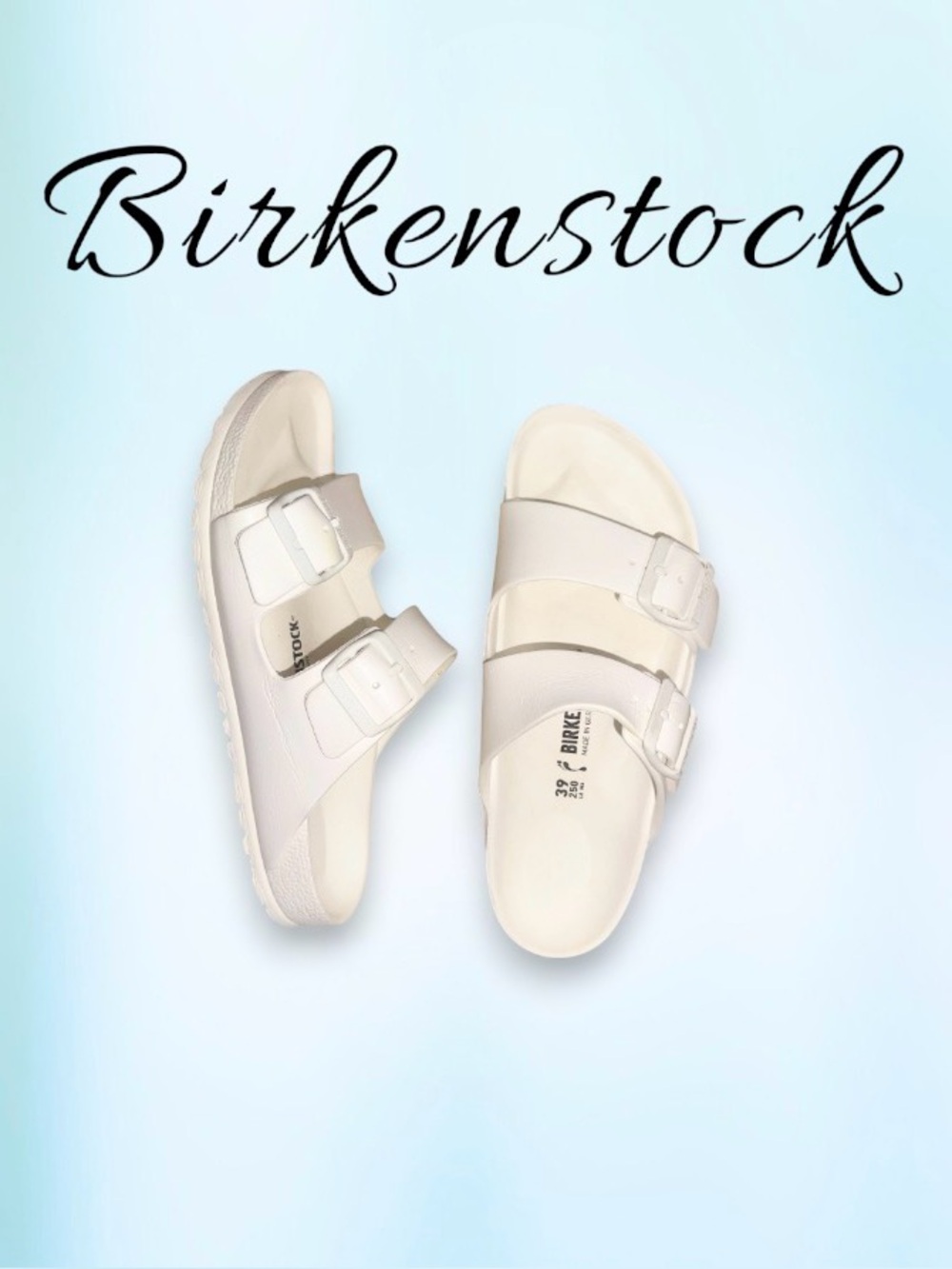 Birkenstock Arizona white sandals flip flops women’s size 39 8 8.5 men’s size 6